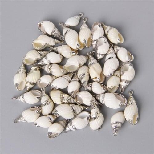 Fashion 10PCS Silver Color Metal Natural Shell Pendant Conch Shell Charms Pendant For DIY Jewelry Necklace Earring Bulk Gifts