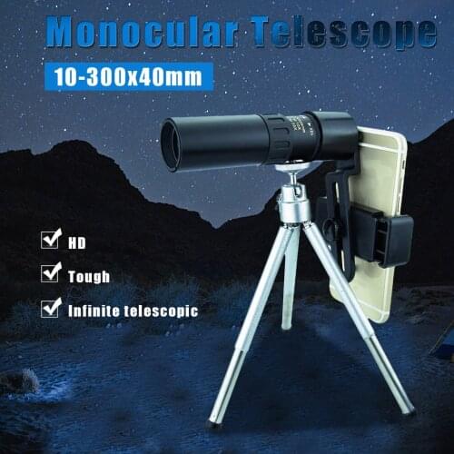4k 10-300x40mm Monocular Telescope Super Telephoto Zoom Portable For Camping Night Vision Professional Telescope Бинокль Мощный