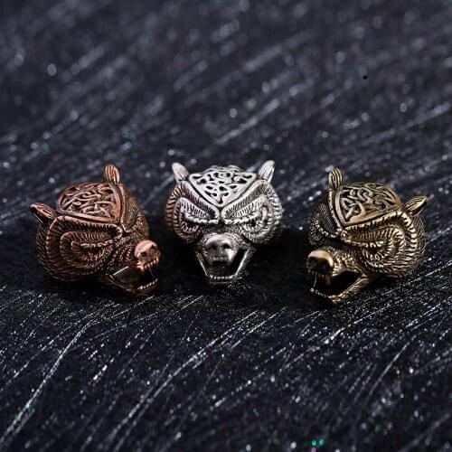 Copper Wolf Bead DIY Accessories For Jewelry Making Set Charm Beads For Bracelets Handmade Materials Animal Head Spacer Bead