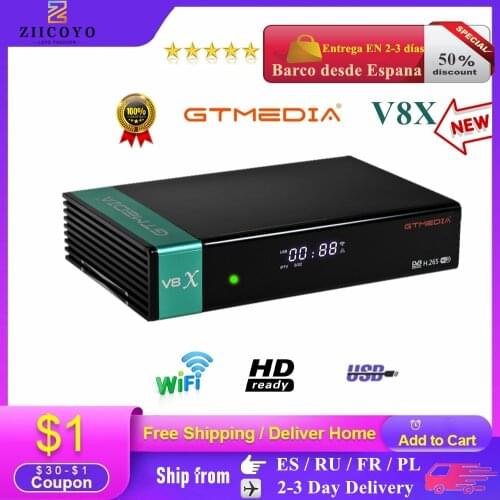 Upgraded Gtmedia V8X receptor Gtmedia V8 Nova / Honor power by Freesat V9 super built-in WIFI 1080P H.265 DVB-s2 FTA TV decoder
