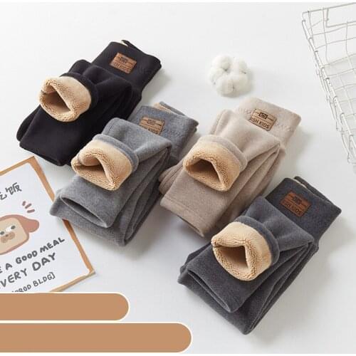Baby Girls Thicken Pants Winter Kids Cotton High Waist Plus Velvet Leggings Soft Warm Solid Slim Trouser for Girl Child Leggings