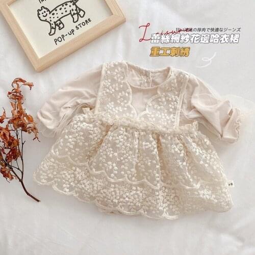 Autumn Newborn Girls Clothes Long Sleeve Lace Mesh Baby Bodysuit Baby Romper