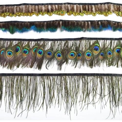 Peacock Feather Trim Peacock Eye Feathers Fringe Ribbon Feathers for Crafts Jewelry Making Wedding Feathers Decoration Plumas