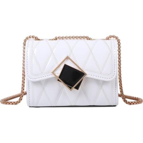 Popular Diamond Small Square Bag 2022 New Women Bag Fashion Patent Leather Shoulder Bag Embroidery Thread Chain Diagonal Bag
