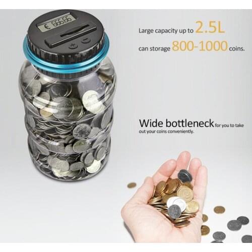 2.5L Portable LCD Display Electronic Counting Piggy Bank Coin Saving Box Jar Child Gift Dollar Euro Pound Money Piggy Bank