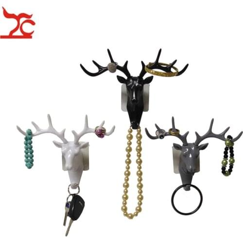 Cool Plastic Animal Deer Stags Head Hook Hanger Jewelry Ring Necklace Bracelet Wall Door Cabinet Holder Decor Display Hook Rack