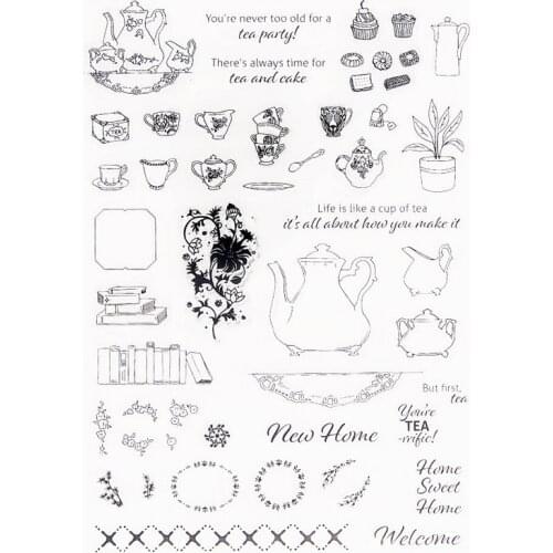 15x21cm Tea Party Clear Stamps Transparent Seal Silicone Seal TPR Christmas Wedding Roller Stamps DIY Scrapbook Album Card
