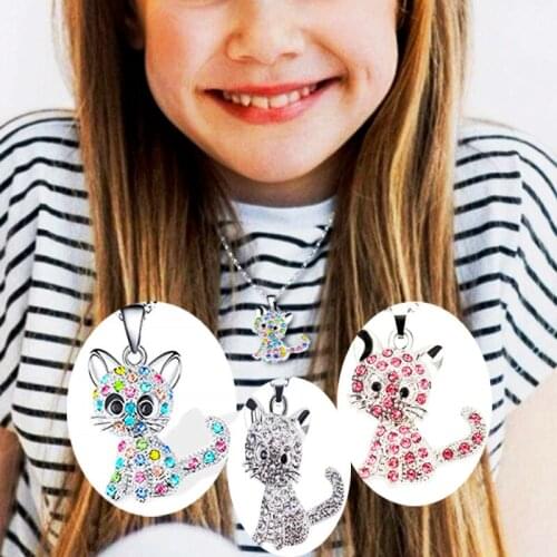 Multicolor Animal Necklace Cute Crystal Kitty Necklace Cute Simple Animal Necklace Pendant Jewelry Female Valentine Gift