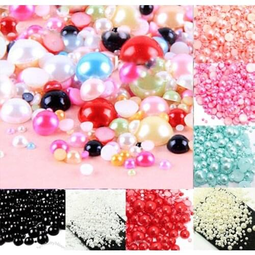 500pcs 2-10mm Mixed Color Half Round Pearl Beads FlatBack Scrapbook Craft Cabochon Kawaii DIY Embellishments Accessories