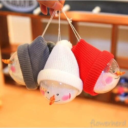 Christmas Decor with Lights Foam Particles Navidad Natal Snowman Balls Cartoon Creative Tree Decorations Kids Gift for Home