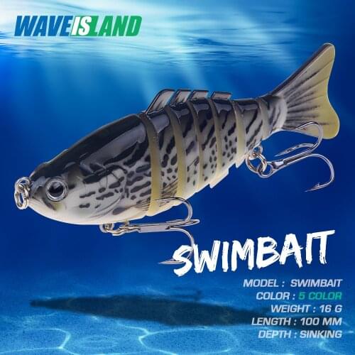WAVEISLAND 10cm/16g Jointed Swimbait Fishing Lure Sections Bait Hard Plastic Wobbler Topwater Multi section Lures Leurre