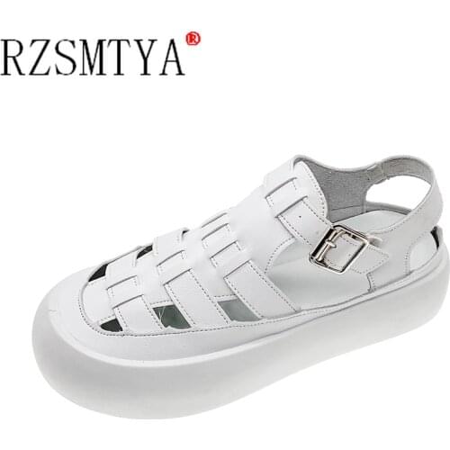 2021 New Gladiator Sandals Women Low Heel Baotou Roman Sandals Comfortable Thick Bottom Commuter Casual Sandals Hot Sale