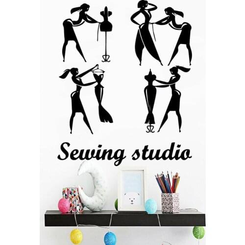 Sewing Store Wall Stickers Fashion Home Decoration For Girls Room Cartoon Style Vinyl Self-adhesive Wall Decals Art Decor Y924