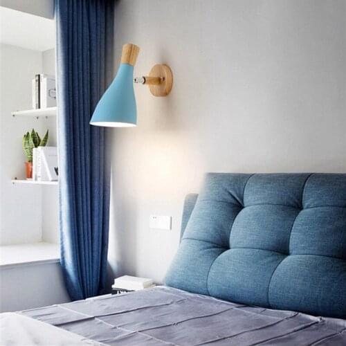 HAWBOIRRY LED wood simple indoor lighting home study restaurant children girl bedroom bedside stairs bathroom macaron wall lamp