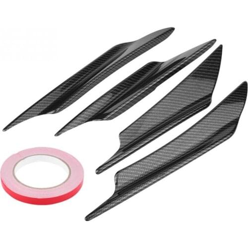 4pcs Universal Car Front Bumper Deflector Lip Splitter Fins Canards Body Spoiler Carbon Fiber Universal Car Bumpers Protector