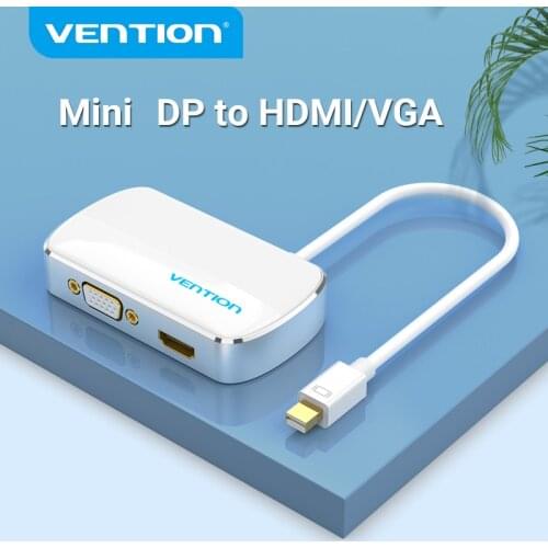 Vention Mini DisplayPort Converter to HDMI VGA Adapter 2 in 1 for Macbook Pro Moniter TV Mini Display Port to HDMI VGA DP Cable