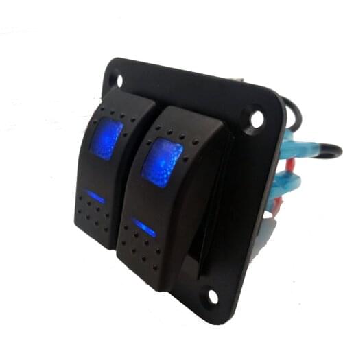 DC 12V - 24V LED Waterproof Rocker Switch Control Panel 2 Gang Rocker Switch Circuit Breaker For Car Marine Boat
