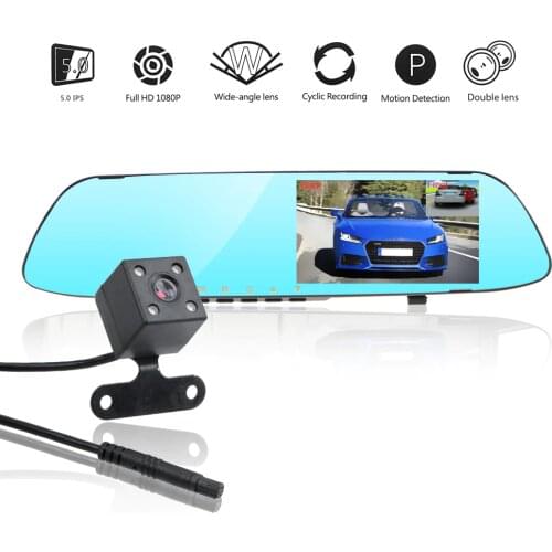 Driving Recorder Video IPS Screen Night Vision Car DVR Dash Camera Reversing Image Dual Channel Rearview Mirror Recorder