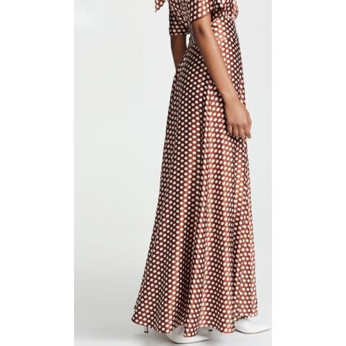 Plus Size 5XL Wine Red High Waist A Line 2020 Women Maxi Long Skirts Pleated Polka Dot Spring Summer Elegant Faldas Jupes Saias