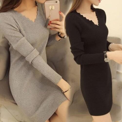Big size women dress fat sister autumn and winter long knitting bottom shirt fat mm200 jin sweater thin dress