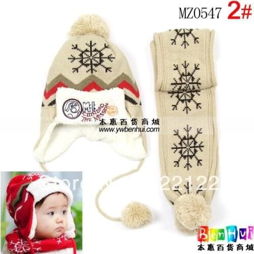 Winter Keep warm knitted hats for boy/girl/kits hats,infants caps beanine chilldren-Ladybird beetle cap hat scarf mz0547 2pcs