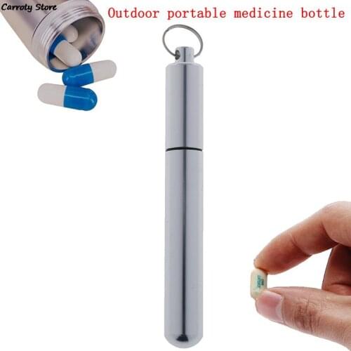 1PC Pill Box Case Bottle Waterproof Aluminum Cache Drug Holder Container Keychain Medicine Box Health Care Hot sale