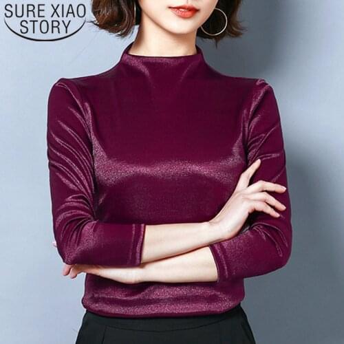 2021 Autumn Fashion Women Blouses Long Sleeve Solid Women Tops And Blouses Stand Collar Casual Women Clothing 5480 50