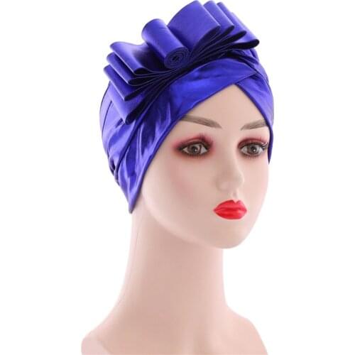 2021 Fashion Bow-tie Turban Hat Womens Head Wraps Ready to Wear African Headtie Party Headwear Muslim Headscarf Bonnet Turbante