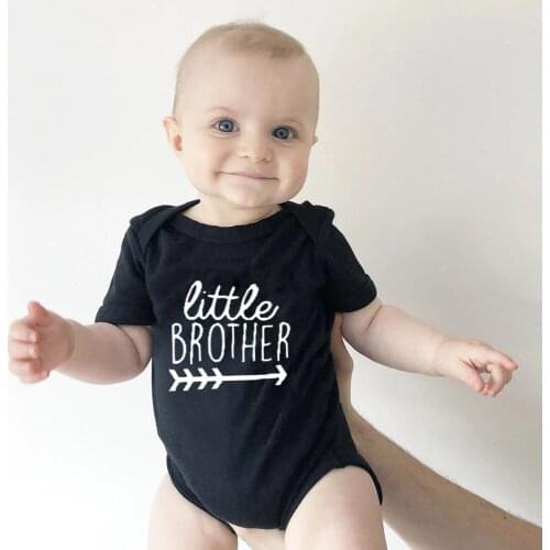 2021 Newborn Romper Little Brother Print Short Sleeve Infant Baby Boys Jumpsuit Toddler Funny Four Colours Baby Bodysuit Clothes