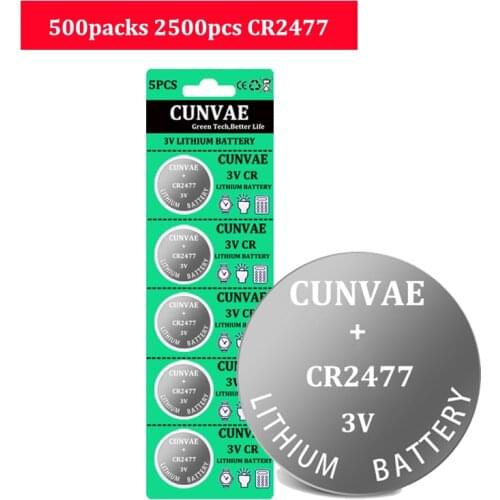 2500pcs CR2477 BR2477 DL2477 ECR2477 3V 1000mAh Lithium Button Coin Cell Battery CR 2477 for watches calculator flashlights