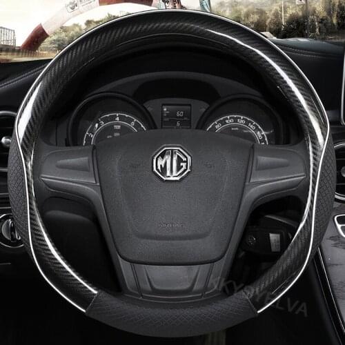 38CM For MG HS ZS EV MG3 3SW MG5 MG6 MG7 ZR EHS EZS GT Car Steering Wheel Cover Carbon Fibre Leather Non-slip Car Accessories