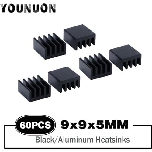 60PCS 9x9x5mm Black Mini Aluminum Heatsink IC Chip Motherboard CPU GPU Radiator Heatsink Aluminum 9x9x5mm