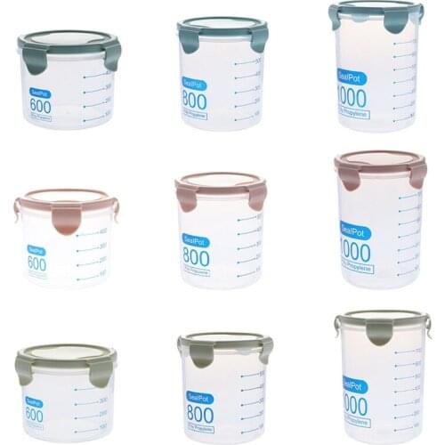 600ml /800ml /1000ml Pink/Blue/Green Fresh Pot Container Box Kitchen Storage Plastic Box Sealing Food Preservation
