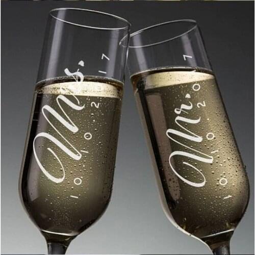 Personalized Wedding Champagne Flutes,Wedding Wine Glasses for Bride and Groom,Cups For Wedding Engagement Parties Decor