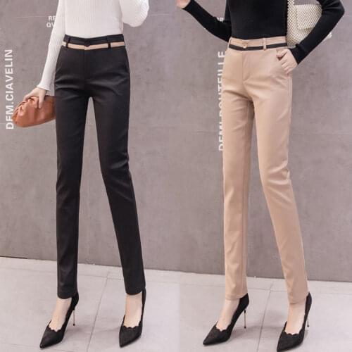 Women 2021 Spring Summer Workwear Fashion New Elastic Slim Office Lady Pants Female High Waist Casual Trousers Formal Pant B176
