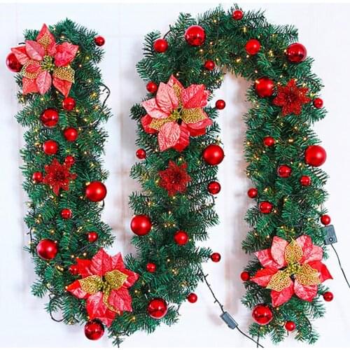 Ornament Garland Encryption 2.7 Meters Plant Rattan Hanging Ornaments With Decoration Home Decor Red Xmas Tree No Light String
