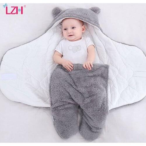LZH Baby Sleeping Bag Winter Infant Clothes For Newborns Sleepsack Sleeping Bag For Baby Boy Girl Hooded Wrap Swaddling Blanket