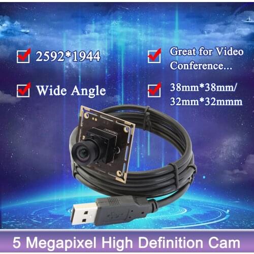 ELP Camera 5mp 2592 X 1944 High Speed Aptina MI5100 HD MJPEG 30fps at 1080P 73degree no distortion lens Usb Cmos Camera Module