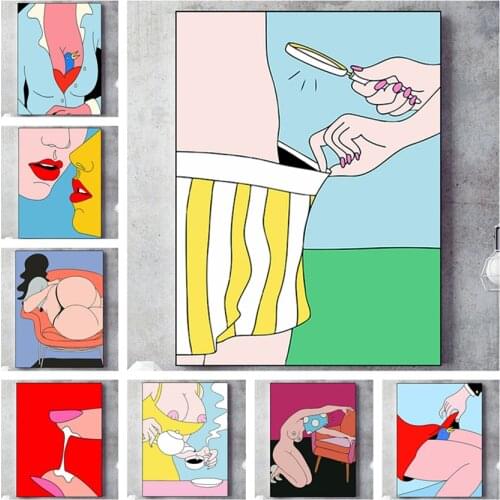 Canvas Painting Attractive Abstract Woman Cafe Hotel Wall Artist Home Decor Posters And Prints Art Nordic Room Decoration