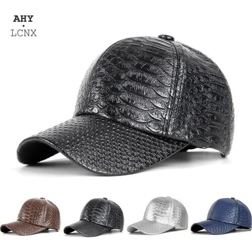 Crocodile Grain Leather Men‘s Caps High Quality Baseball Cap Fashion Men Brand Snapback Casual Sports Gorras Dad Bone Hats
