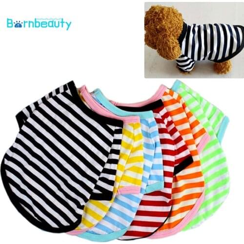 Pet Summer T-shirt Dog Cat Cotton Soft Striped T-shirt Thin Vest Yorkshire Frech Bulldog Breathable Top Clothes for Pet Dog Supp