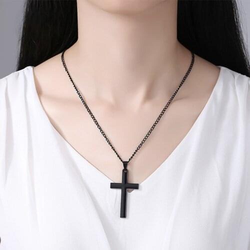 LOVR 2019 New Stainless Steel Women Necklaces Vintage Gold And Silver Color Chain Fashion Cross Necklace Religious Jewelry