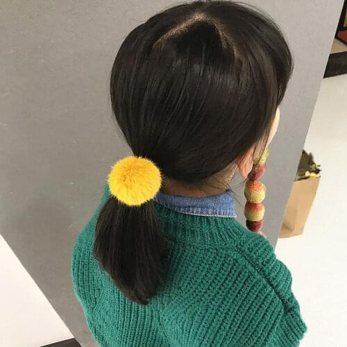 Cute Little Baby Girls Plush Pompom Hair Ties Mini Mink Ball Elastic Hair Bands Hair Ropes Headband Children Hair Accessories