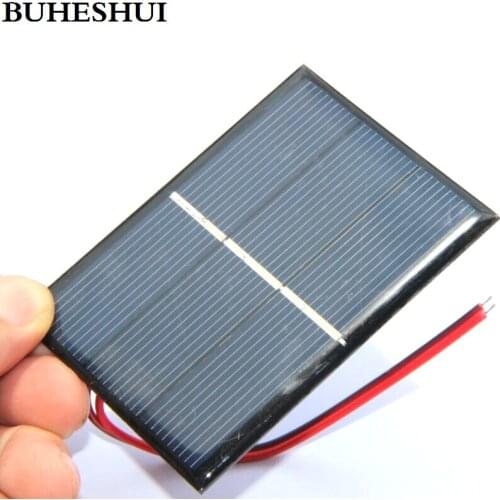 BUHESHUI 0.65W 1.5V Mini Solar Cell Polycrystalline Solar Panel DIY Panel Solar Toy Panel 80*60*3MM+Cable Education Kits