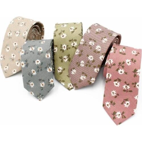 Fashion Floral Ties For Men Printed Cotton Tie Mens Ties 6cm Slim Neck Tie Skinny Necktie For Wedding Party Shirts Neckwear