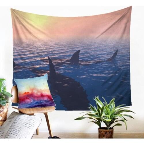 Macrame Panel Wall Carpet Large Wall Tapestry Fabric Shark Pattern Modern Home Decoration Dorm Dector Wall Hanging