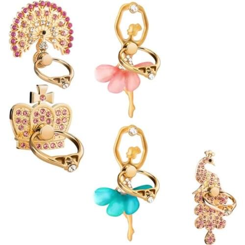 UVR Crystal Mobile Phone Stand Holder Metal Rhinestone Finger Ring Smartphone Phone Holder Stand Diamond For iPhone All Phone