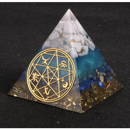 Resin Orgone Pyramid Natural Turquoises Lapis Lazuli Chips Gravel Craft Orgonite Decoratoins Lucky Energy Healing Reiki Jewelry