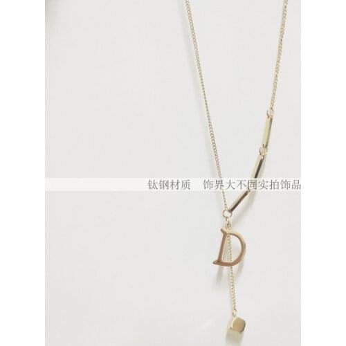 High Polished Letter D Stone Pendant Choker Necklace For Women Stainless Steel Necklaces Gold Collier Collar Men Bijou Accessory