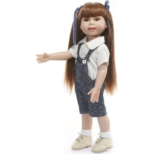 18 inch Handmade American princess Full Body Silicone Baby Doll Toys for Realistic Vinyl Toddler Reborn Doll Birthday Gift